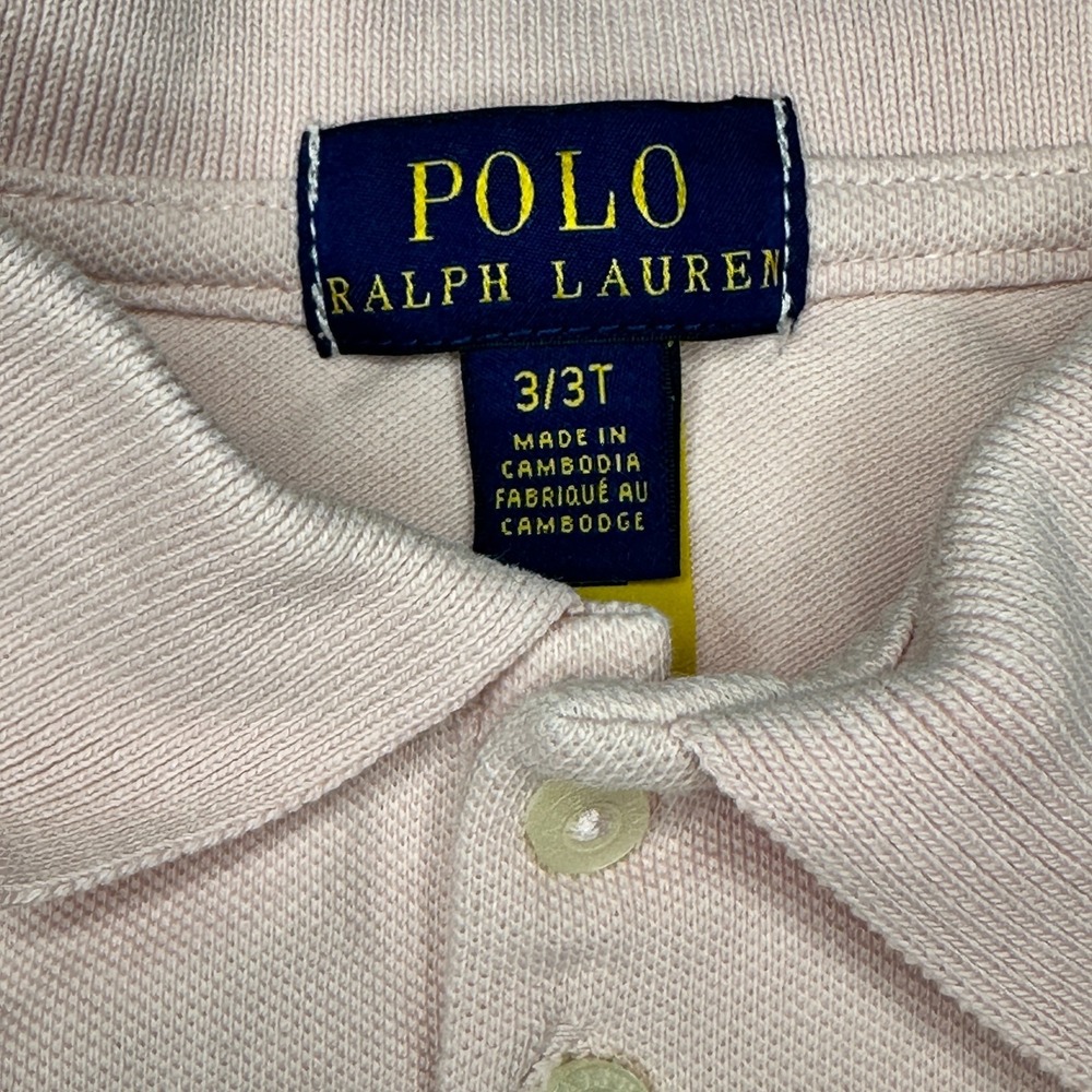 RALPH LAUREN Girls 3T Pink Short Sleeve Polo‎ Shirt White Pony - Picture 4 of 7
